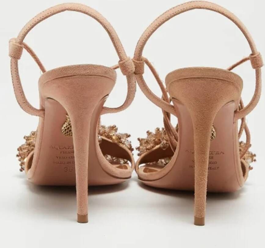 Aquazzura Pre-owned Suede sandals Pink Dames