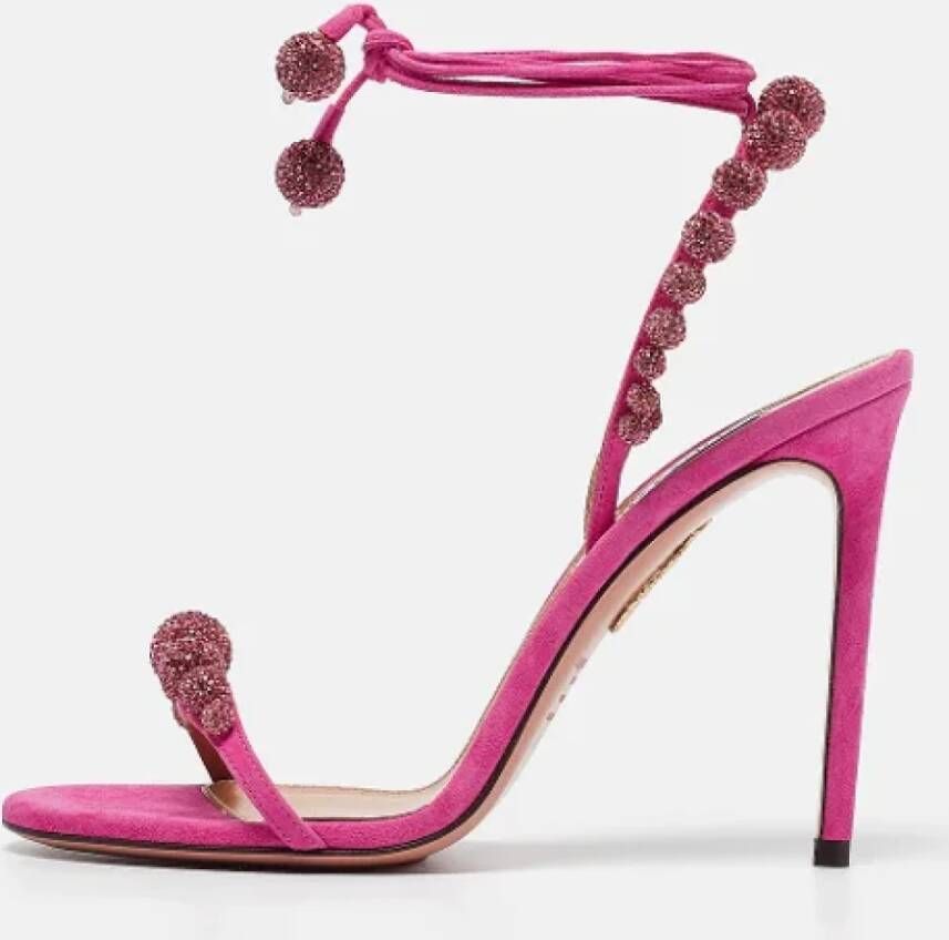 Aquazzura Pre-owned Suede sandals Pink Dames