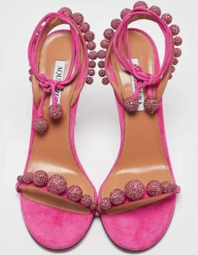 Aquazzura Pre-owned Suede sandals Pink Dames