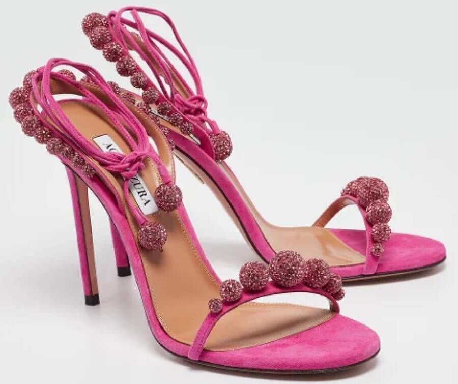 Aquazzura Pre-owned Suede sandals Pink Dames