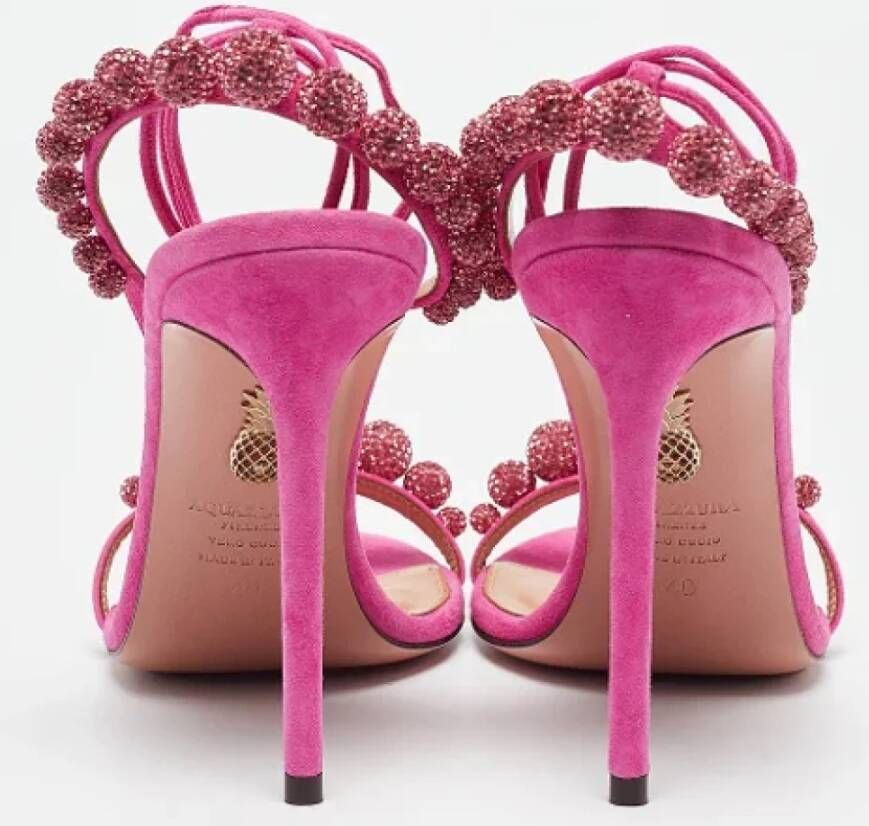 Aquazzura Pre-owned Suede sandals Pink Dames