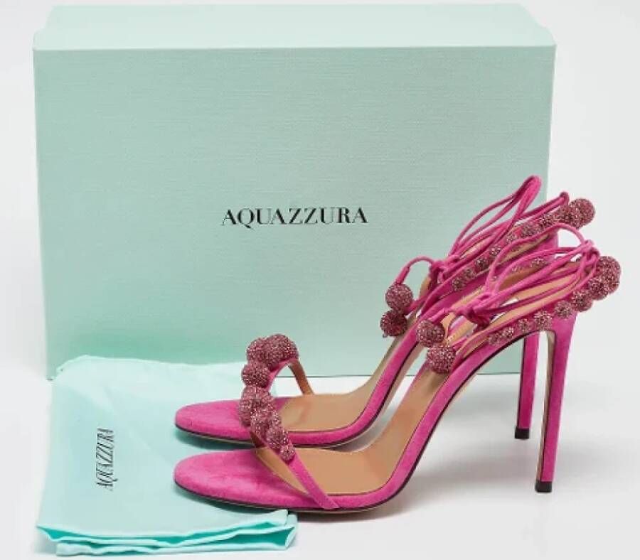 Aquazzura Pre-owned Suede sandals Pink Dames