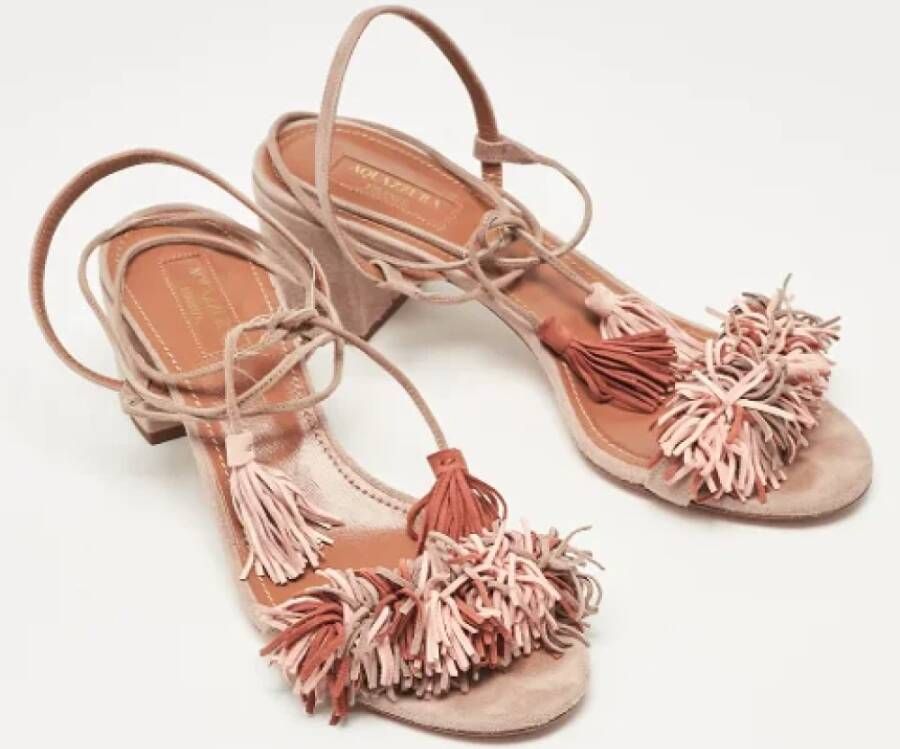 Aquazzura Pre-owned Suede sandals Pink Dames