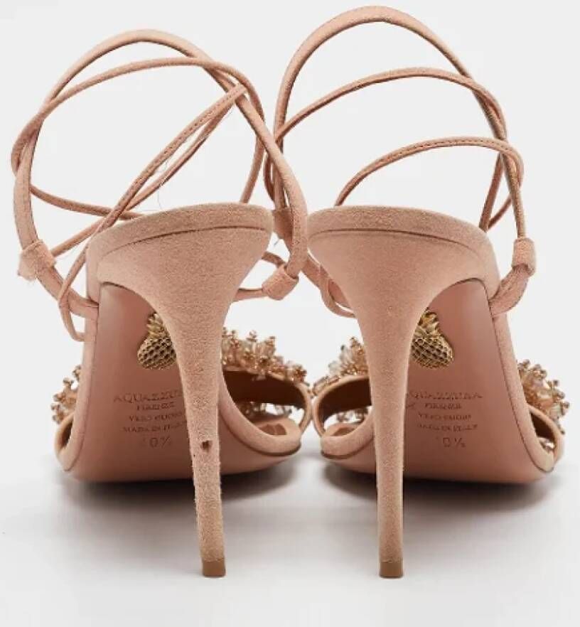 Aquazzura Pre-owned Suede sandals Pink Dames