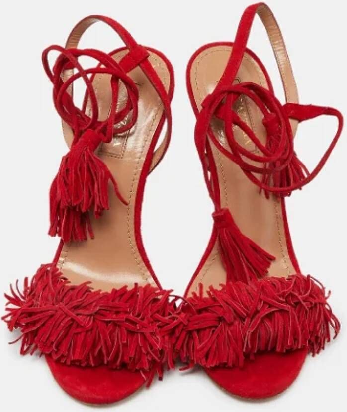 Aquazzura Pre-owned Suede sandals Red Dames