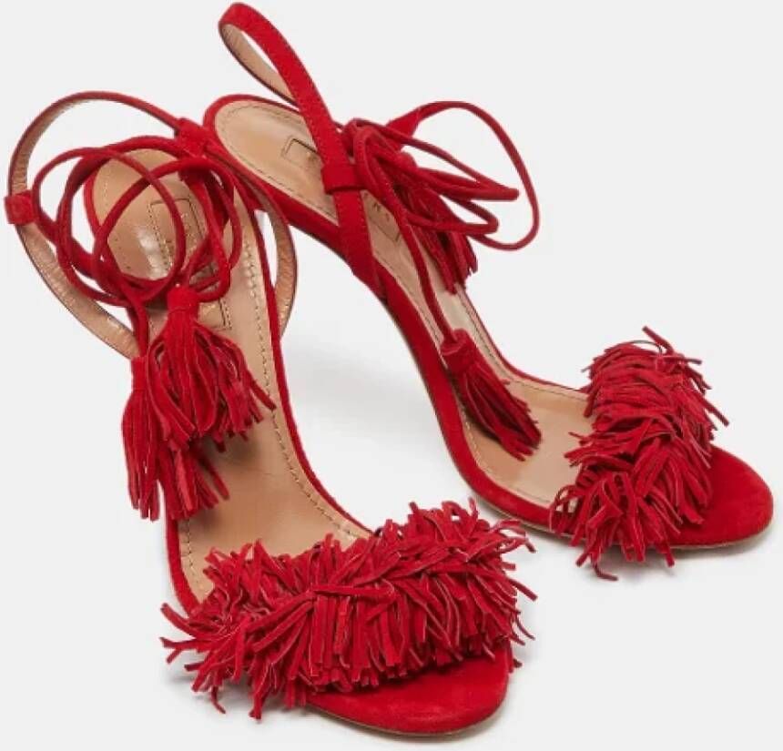 Aquazzura Pre-owned Suede sandals Red Dames