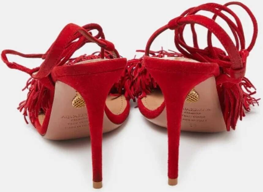 Aquazzura Pre-owned Suede sandals Red Dames