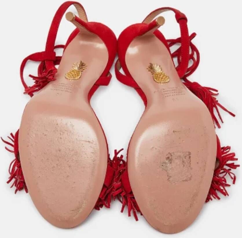 Aquazzura Pre-owned Suede sandals Red Dames