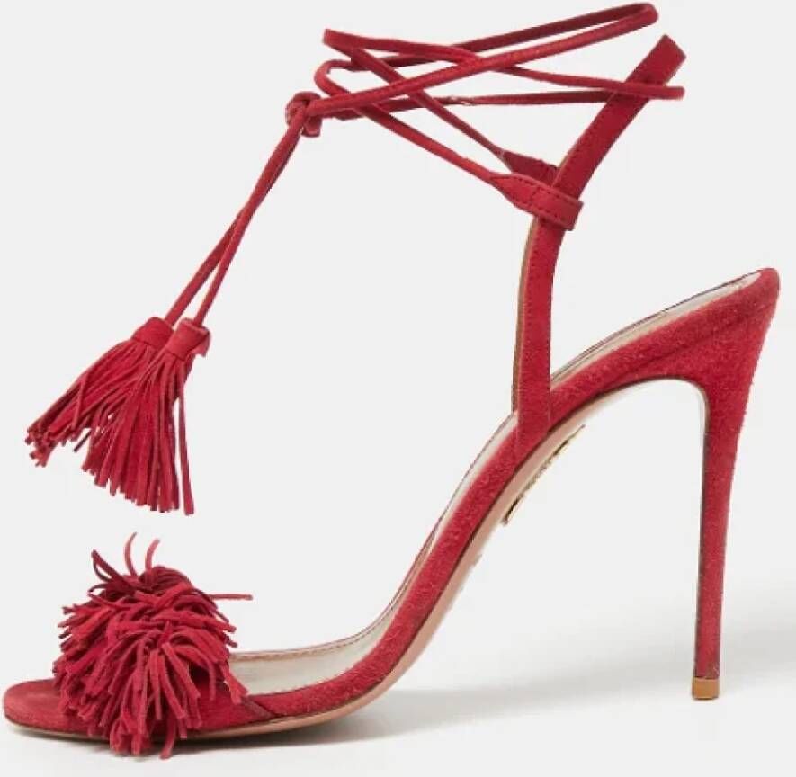 Aquazzura Pre-owned Suede sandals Red Dames