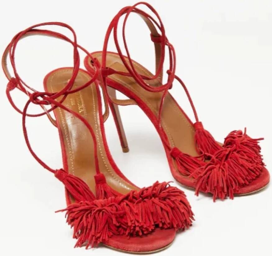 Aquazzura Pre-owned Suede sandals Red Dames