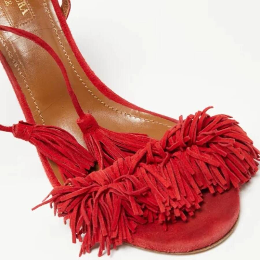 Aquazzura Pre-owned Suede sandals Red Dames