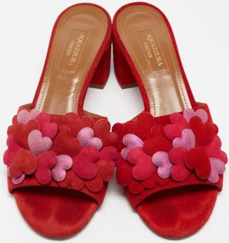 Aquazzura Pre-owned Suede sandals Red Dames