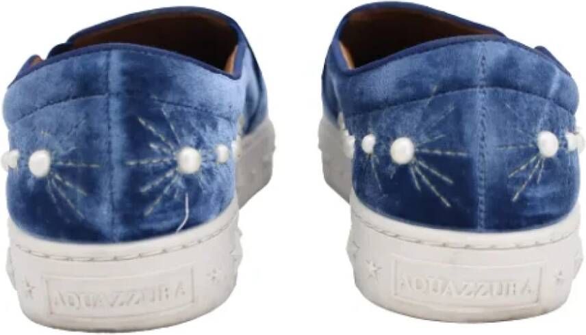 Aquazzura Pre-owned Suede sneakers Blue Dames