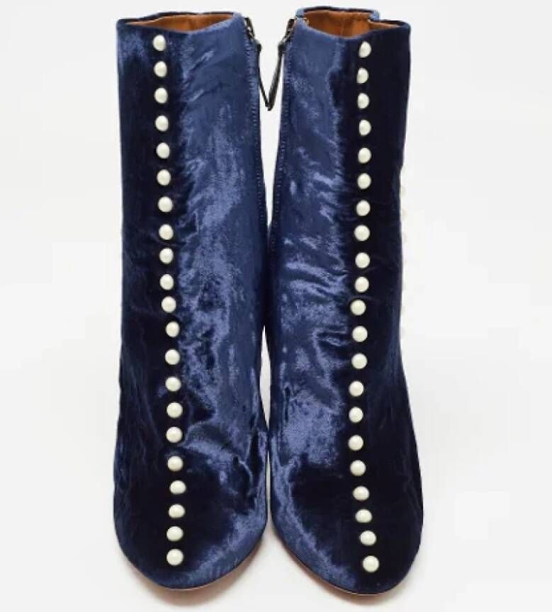 Aquazzura Pre-owned Velvet boots Blue Dames