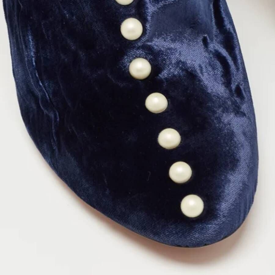 Aquazzura Pre-owned Velvet boots Blue Dames