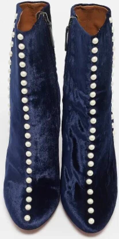 Aquazzura Pre-owned Velvet boots Blue Dames