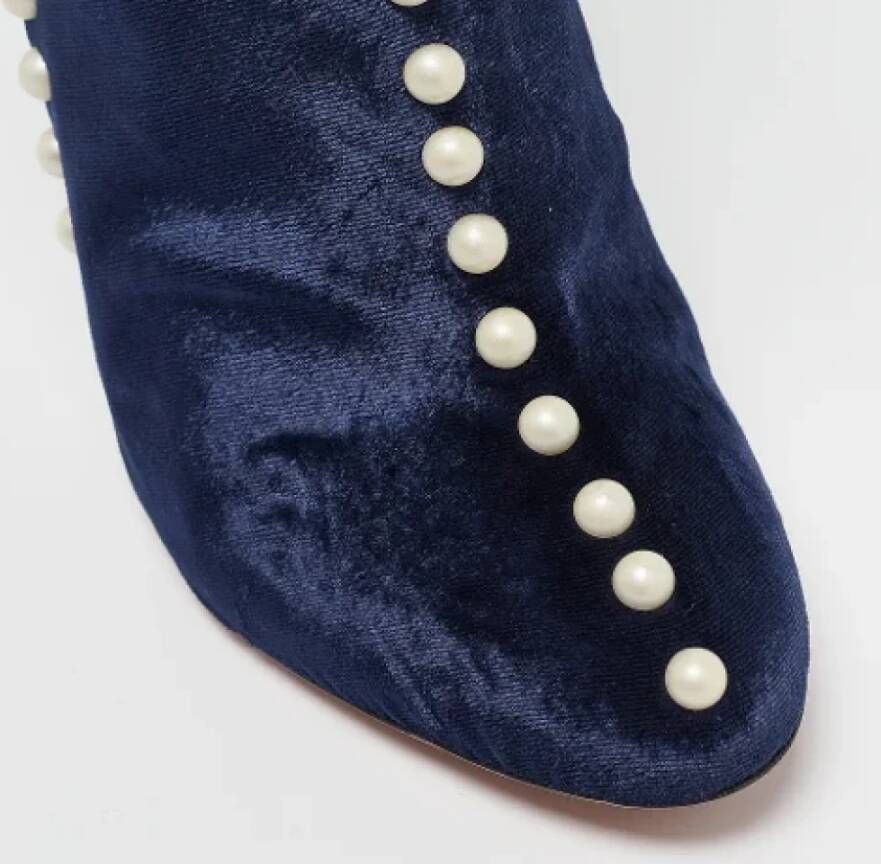 Aquazzura Pre-owned Velvet boots Blue Dames