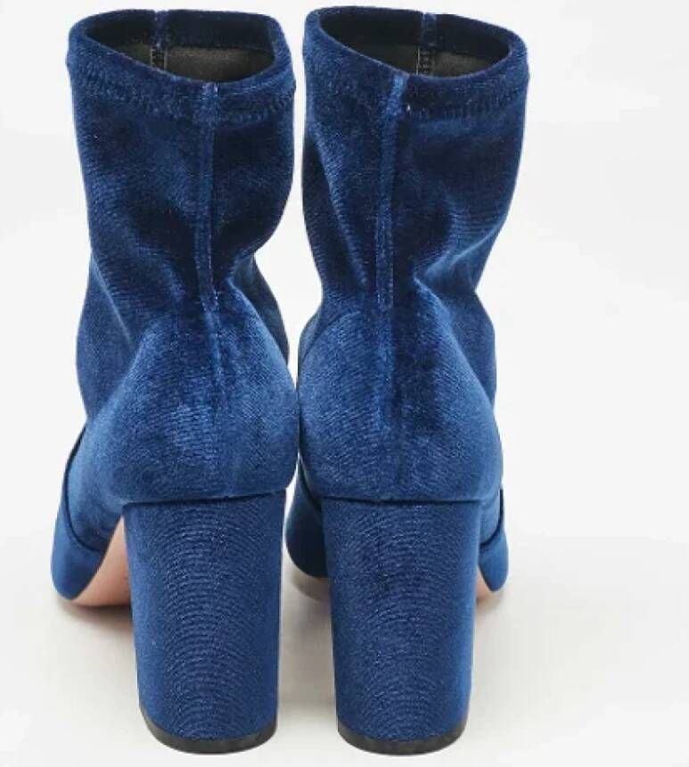 Aquazzura Pre-owned Velvet boots Blue Dames