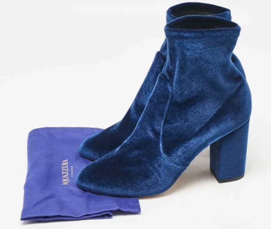 Aquazzura Pre-owned Velvet boots Blue Dames