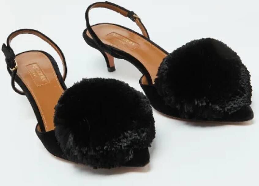 Aquazzura Pre-owned Velvet sandals Black Dames