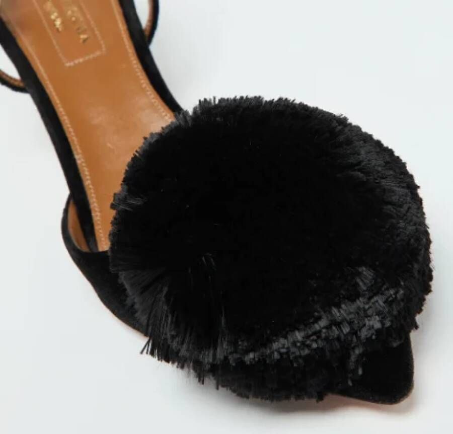 Aquazzura Pre-owned Velvet sandals Black Dames