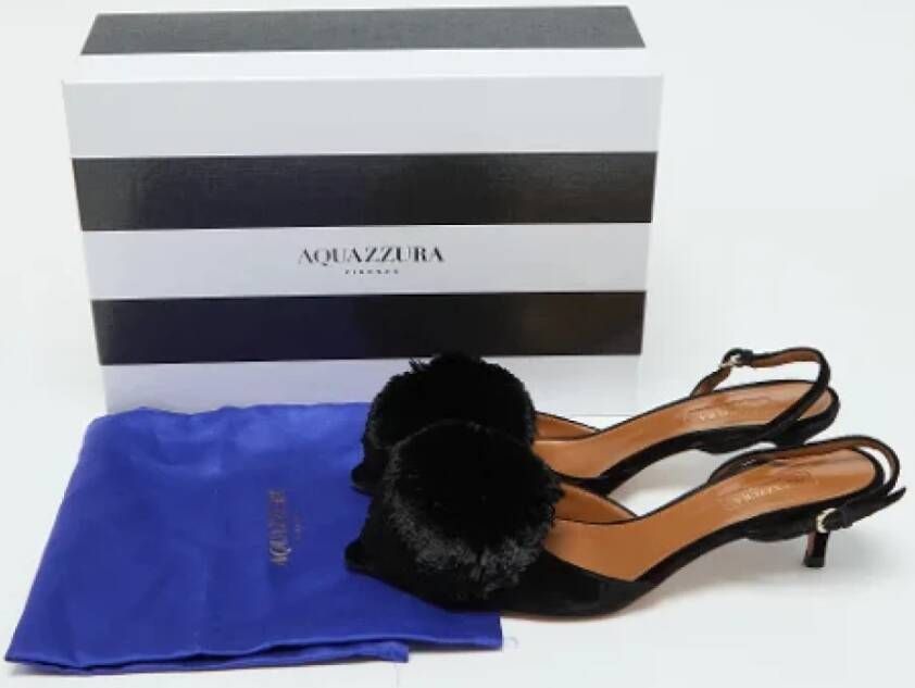 Aquazzura Pre-owned Velvet sandals Black Dames