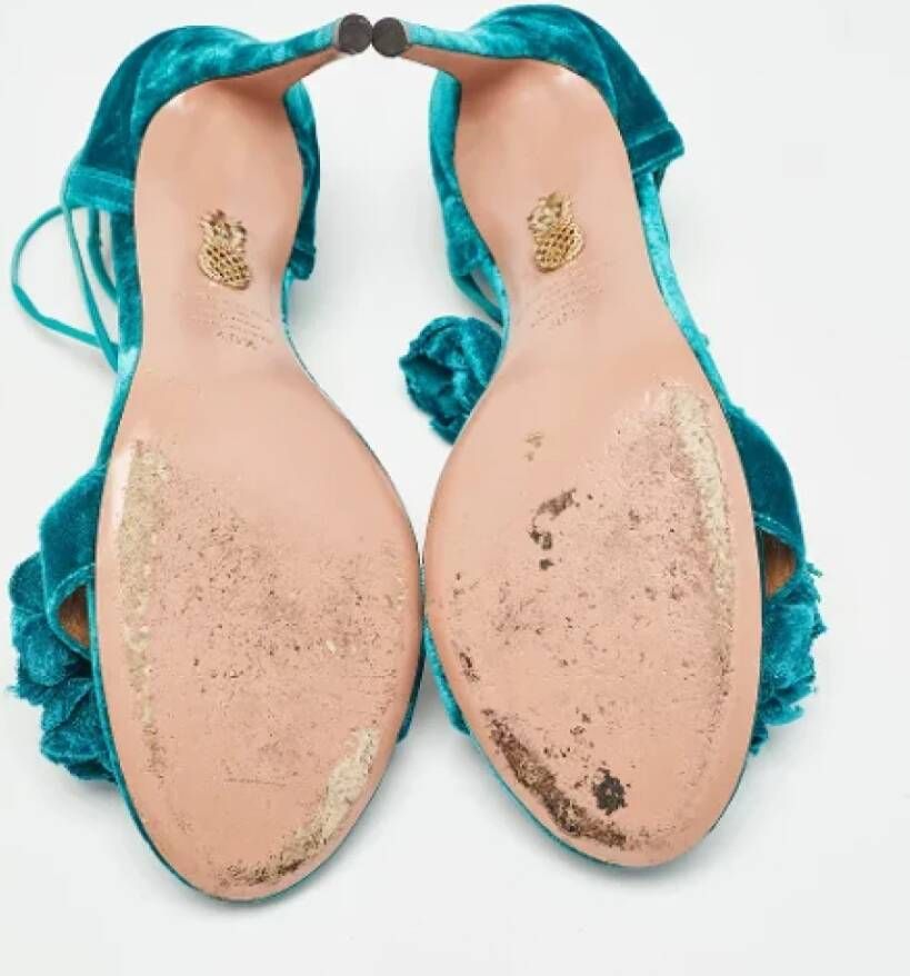 Aquazzura Pre-owned Velvet sandals Green Dames