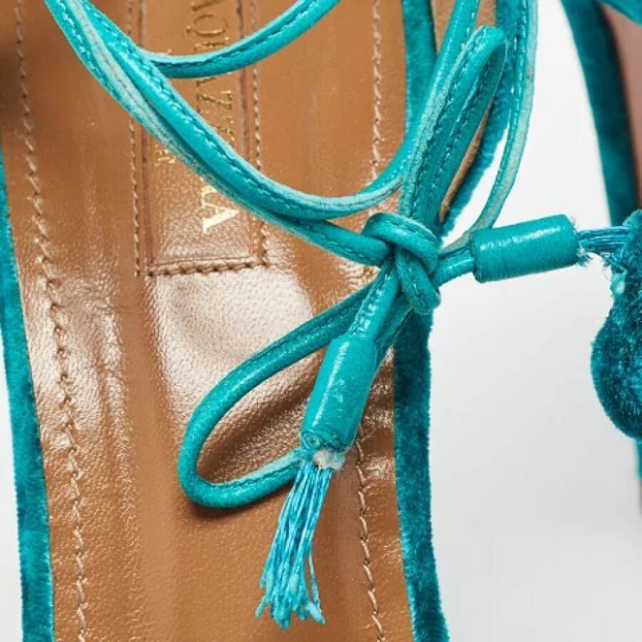 Aquazzura Pre-owned Velvet sandals Green Dames