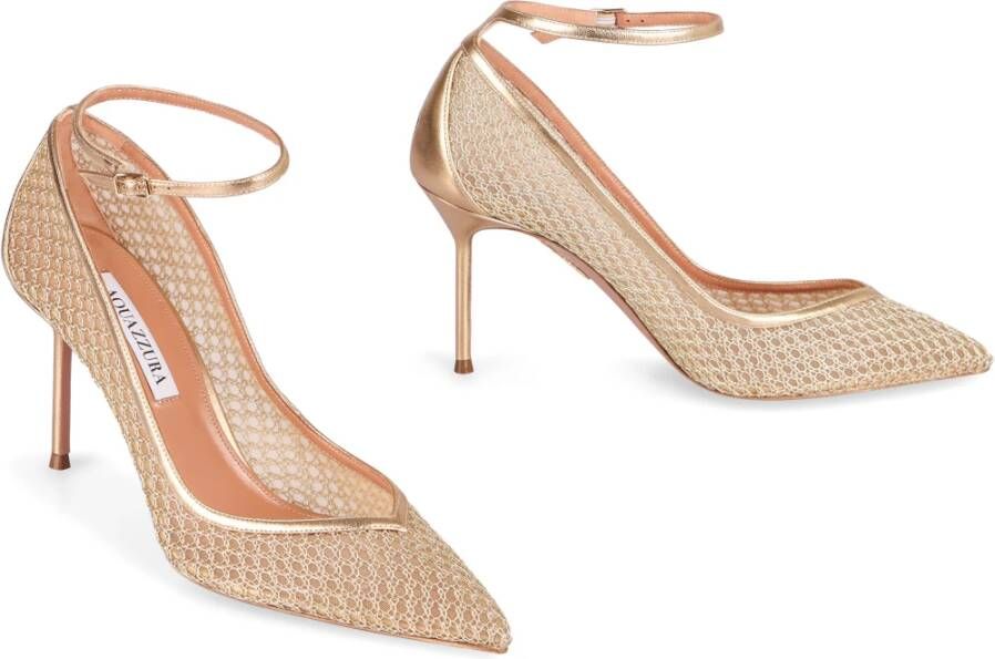 Aquazzura Puntige Neus Mesh Pumps met Enkelband Yellow Dames