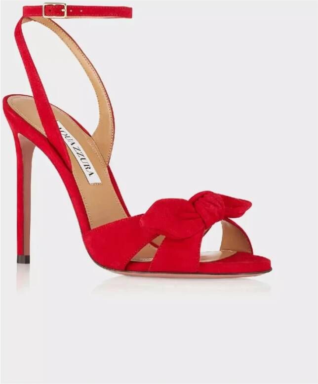 Aquazzura Rode Suède Strik Sandalen Red Dames