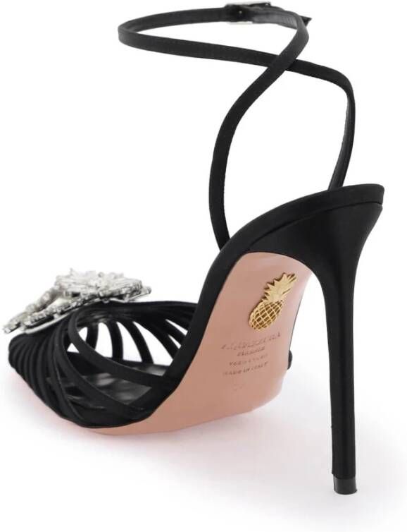 Aquazzura Satin Pumps met Kristallen Applicatie Black Dames