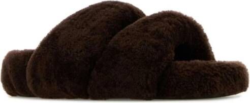 Aquazzura Shearling Twist Slippers Brown Dames