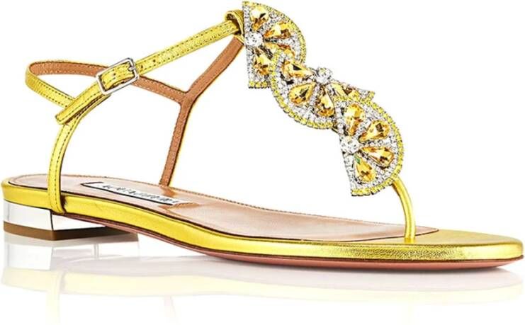 Aquazzura Stijlvolle Sandalen met Gntflas0Nplctr Detail Yellow Dames