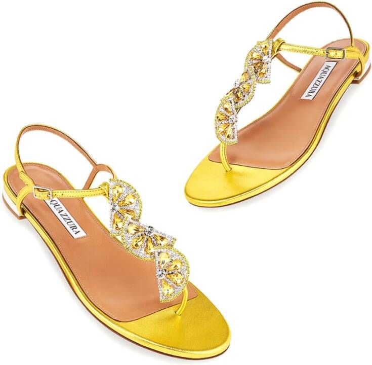 Aquazzura Stijlvolle Sandalen met Gntflas0Nplctr Detail Yellow Dames