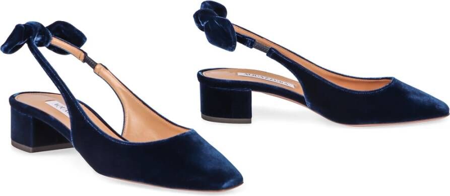 Aquazzura Strik Slingback met Decoratieve Bloem Blue Dames