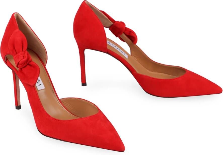 Aquazzura Strik Suede Pumps met Uitgesneden Detail Red Dames