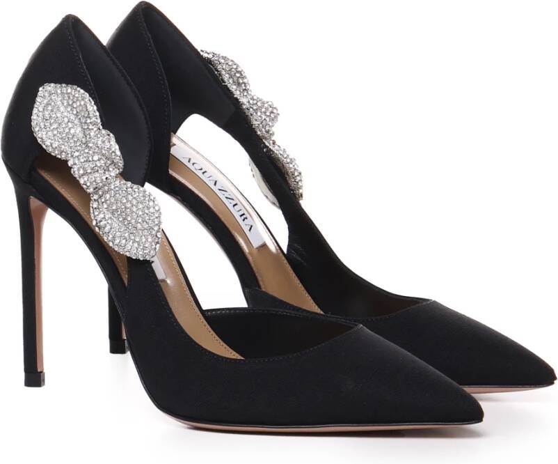 Aquazzura Velvet Pumps met Contrasterende Strik Black Dames