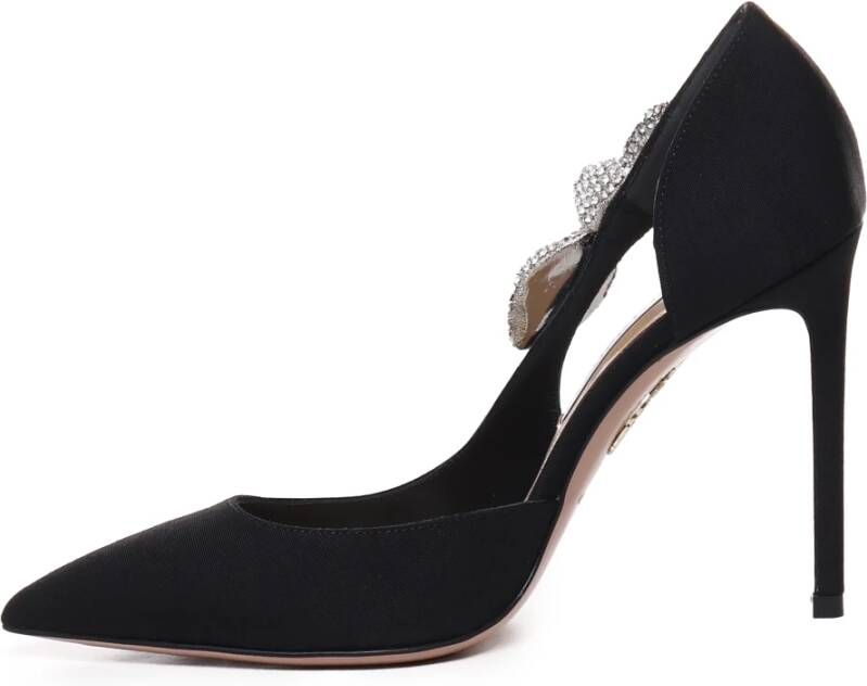 Aquazzura Velvet Pumps met Contrasterende Strik Black Dames