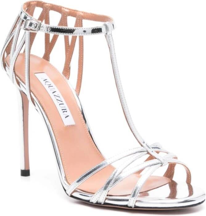 Aquazzura Zilver Stiletto Hiel Enkelband Gray Dames