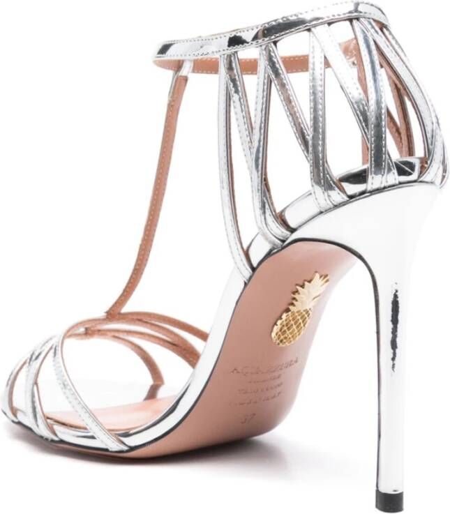 Aquazzura Zilver Stiletto Hiel Enkelband Gray Dames