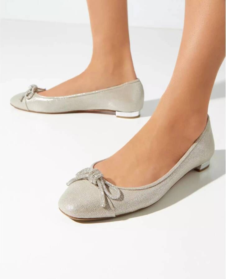 Aquazzura Zilveren Ballerina's met Strik Gray Dames