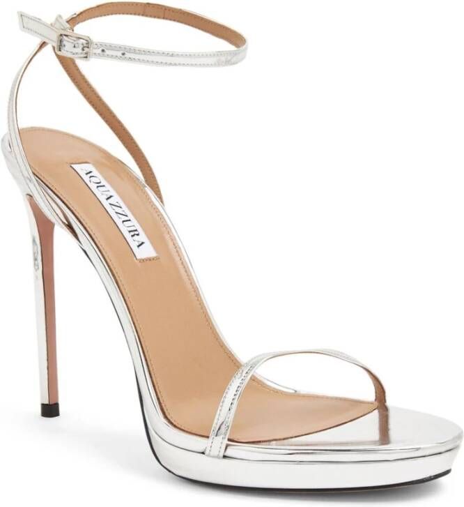 Aquazzura Zilveren Olie Platform Hoge Hak Sandalen Gray Dames