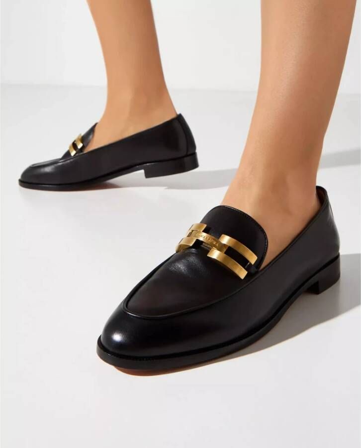 Aquazzura Zwarte Brandi Loafers met Gouden Detail Black Dames