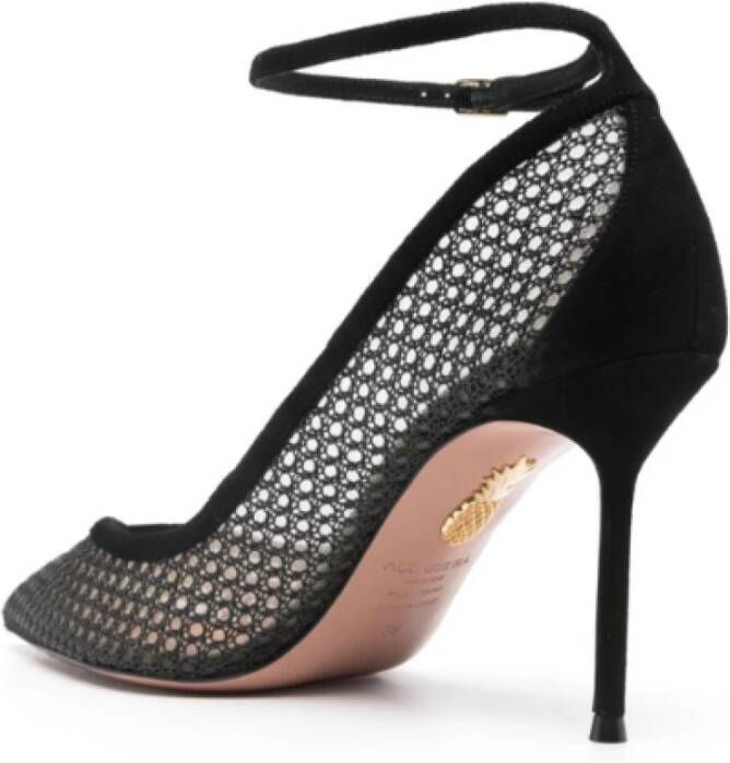 Aquazzura Zwarte enkelband stiletto pumps Black Dames