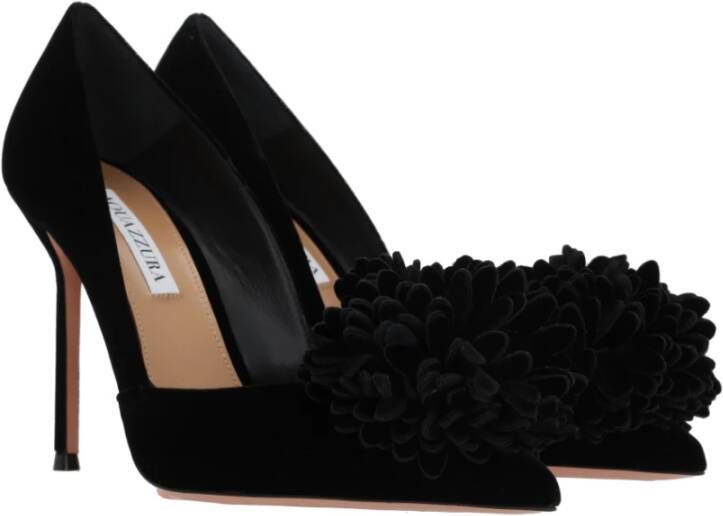 Aquazzura Zwarte Fluwelen Hakken Black Dames