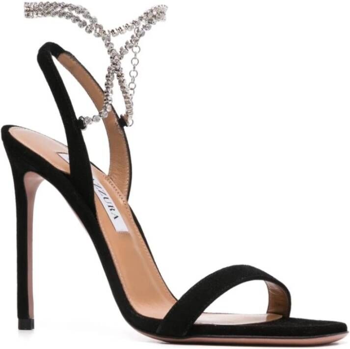 Aquazzura Zwarte Fonkelende Suède Sandalen Black Dames