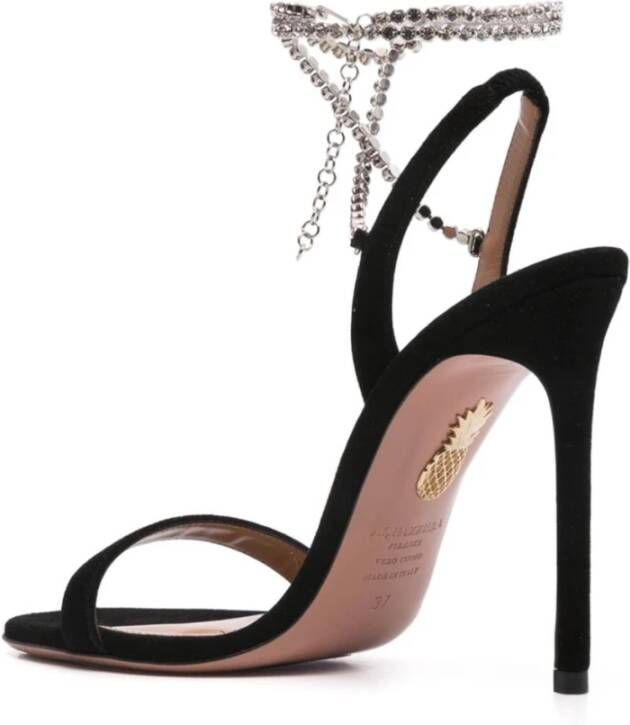 Aquazzura Zwarte Fonkelende Suède Sandalen Black Dames