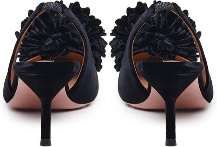 Aquazzura Zwarte Hak Pompon Instap Schoenen Black Dames