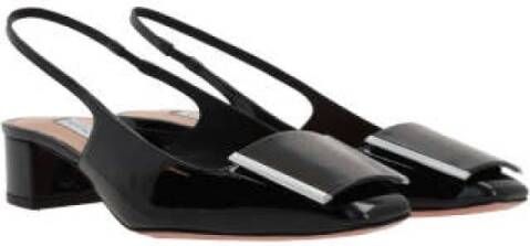 Aquazzura Zwarte lakleren slingback met metalen plaat Black Dames