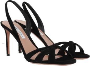 Aquazzura Zwarte Suède Enkelband Stiletto Sandalen Black Dames